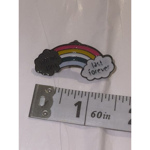 Storms Don’t Last Forever Rainbow Cloud Pin Brooch - Picture 1 of 1